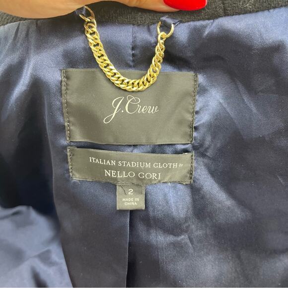 J.Crew Chateau Parka Wool Coat Black Fur Hood Size 2 A-Line Mid Thigh Warm Black - Picture 7 of 8